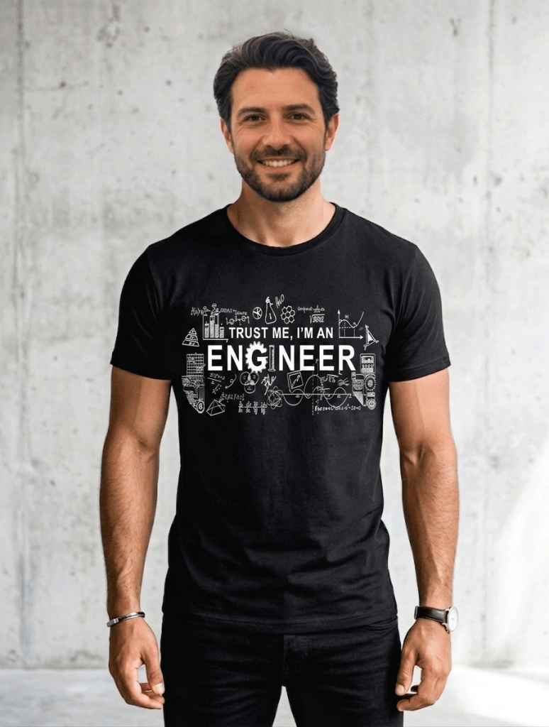 Exprime ta passion et ton expertise avec le T‑shirt Premium PREST “Trust Me, I’m an Engineer”. Fabriqué en coton peigné de haute qualité, il offre une texture douce, respirante et durable, idéale pour un confort quotidien